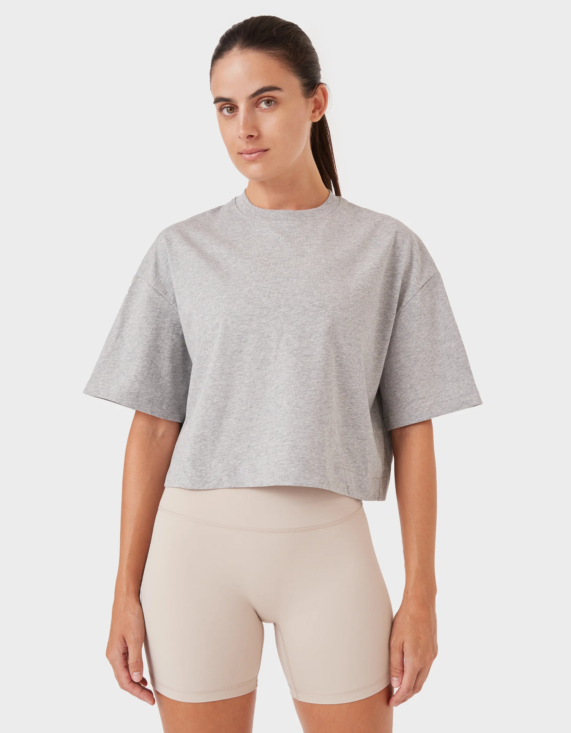 Float Crop Tee Grey Marle